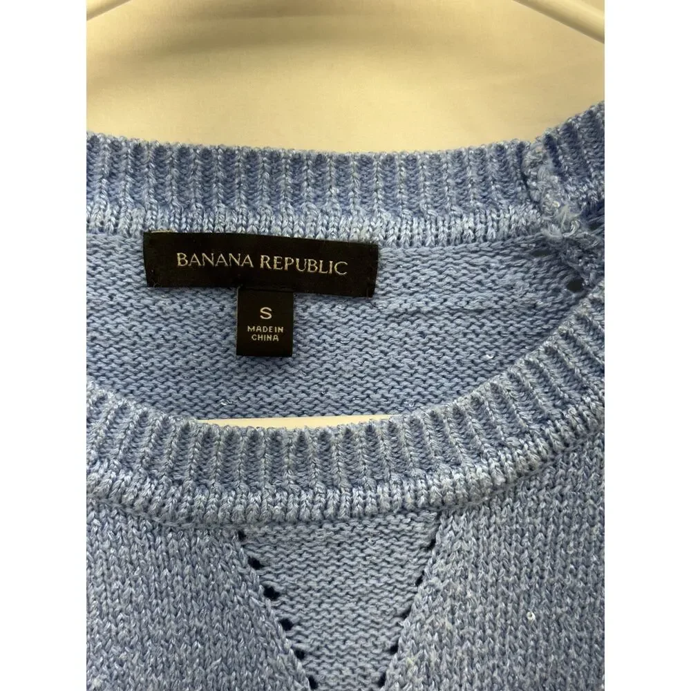 Banana Republic women S short sleeve blue preppy cottagecore sweater
